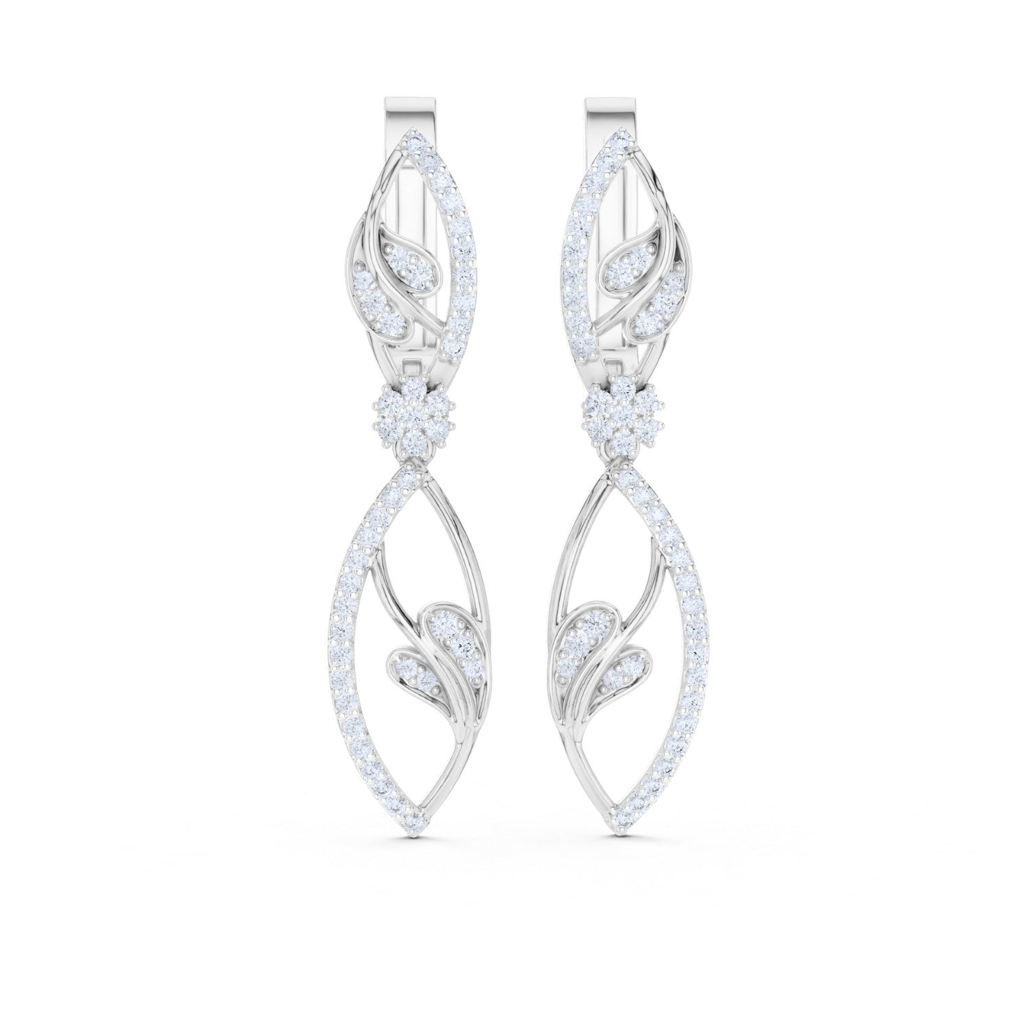 Floral Filigree Diamond Drop Earrings