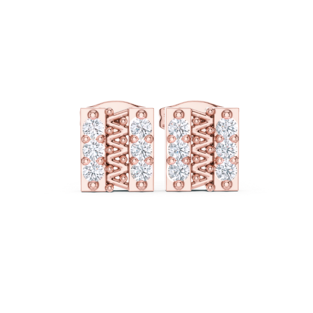 Zigzag Elegance Diamond Stud Earrings
