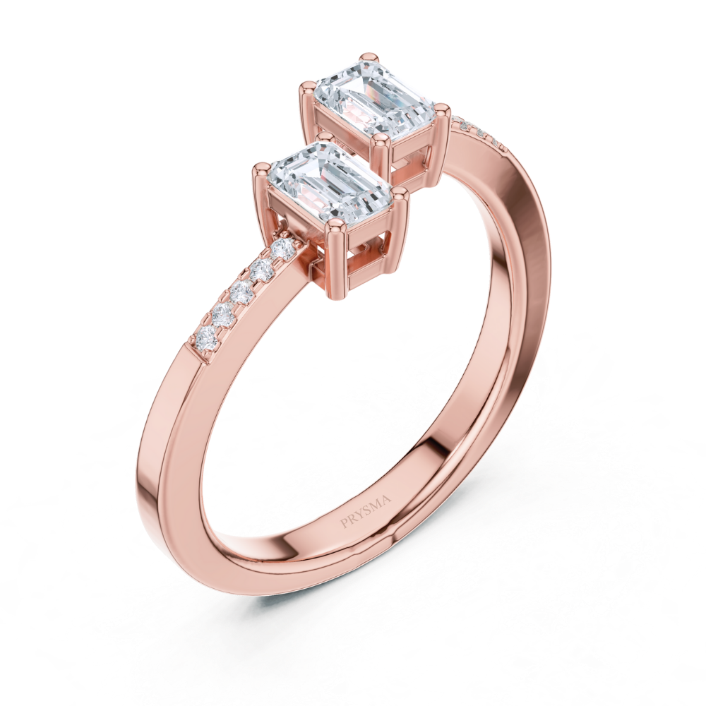 Twin Emerald Elegance  Ring