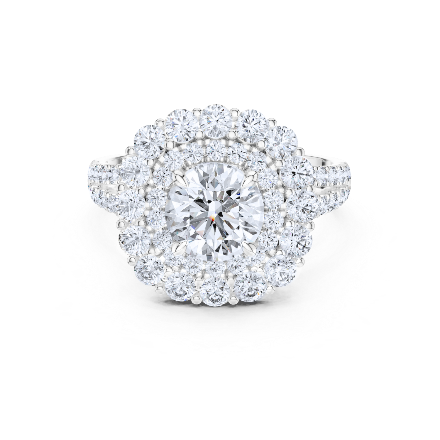 Radiant Double Halo Diamond Ring