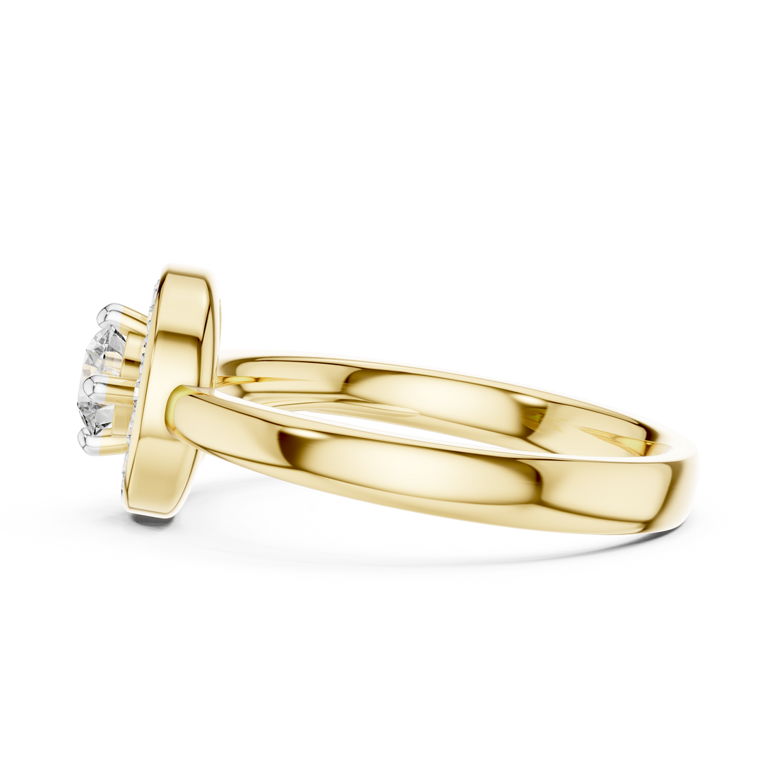 Crescent Halo Diamond Ring