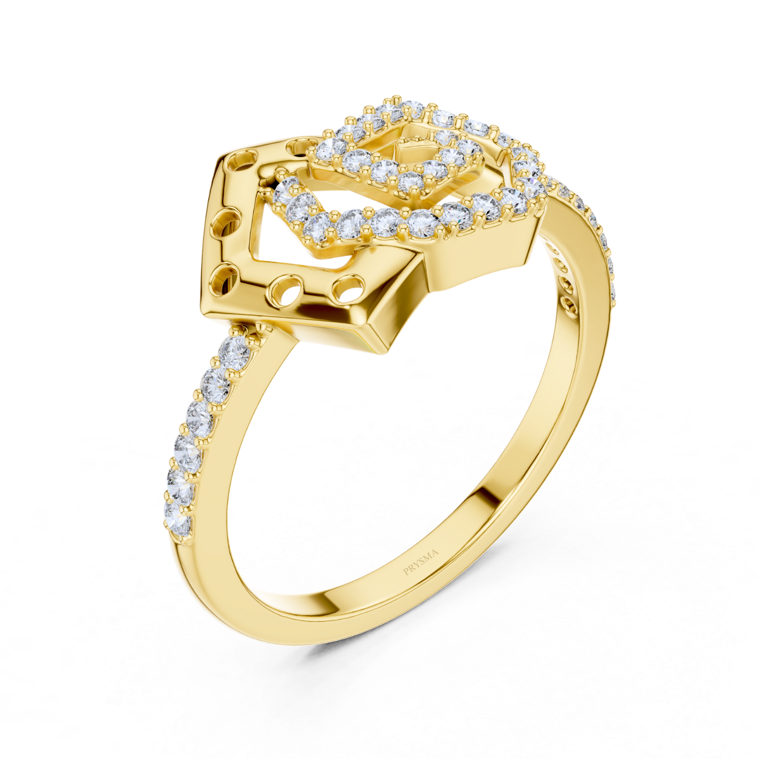 Diamond Halo Shield Ring