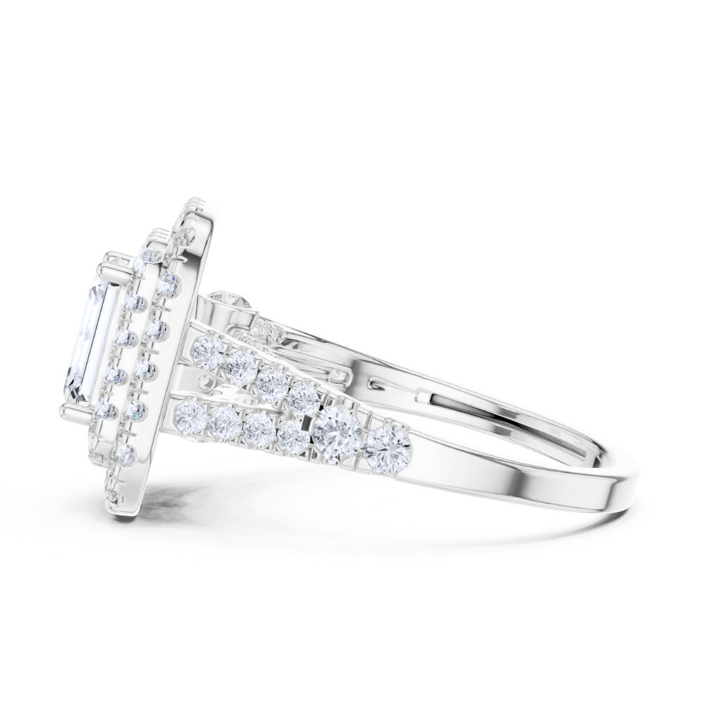 Majestic Double Halo Emerald-Cut Ring