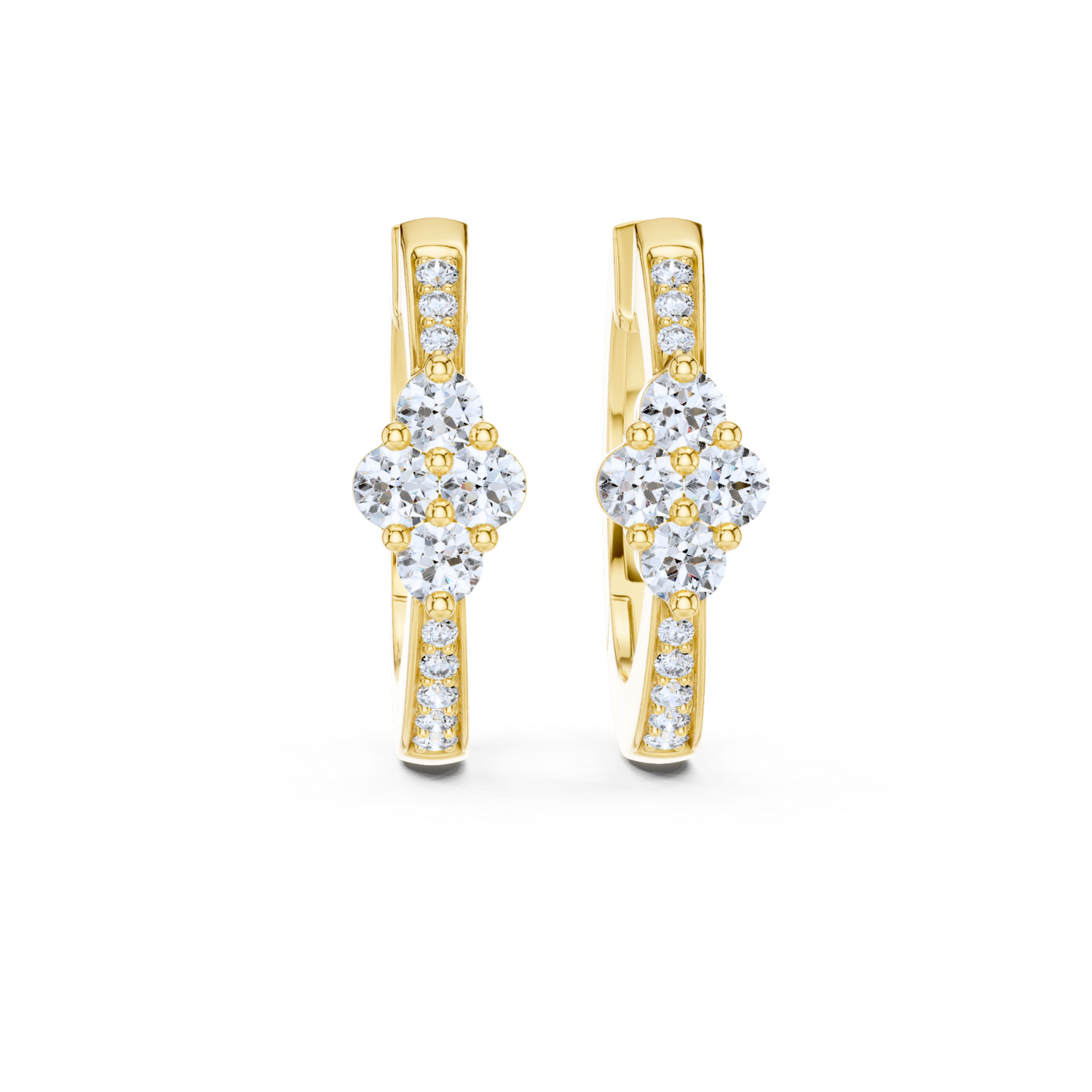 Diamond Cluster Hoop Earrings