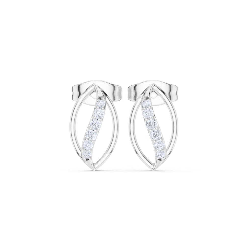 Golden Petal Curve Diamond Studs