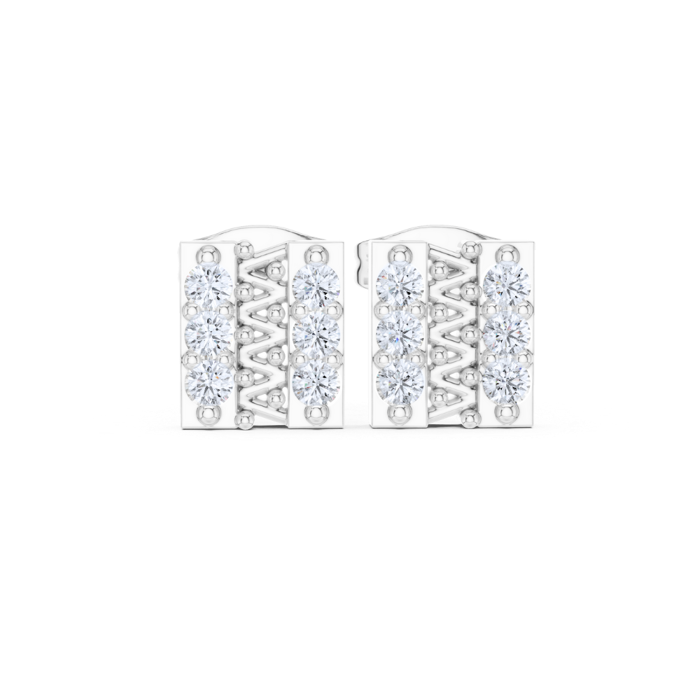 Zigzag Elegance Diamond Stud Earrings