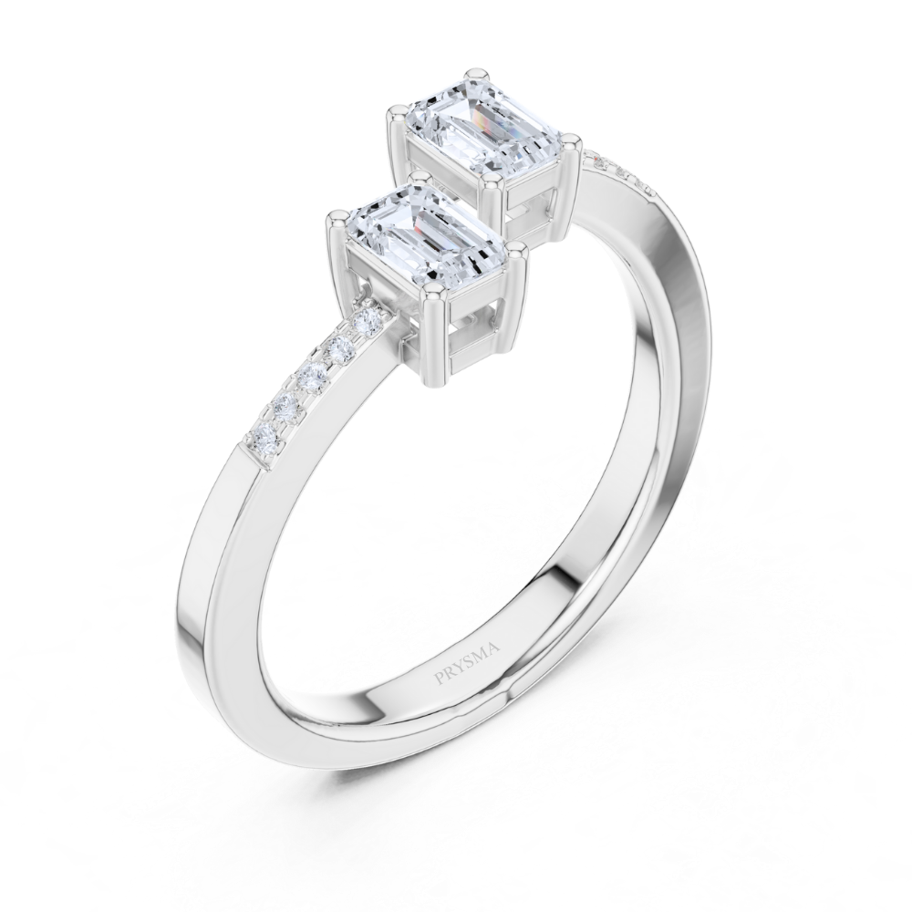 Twin Emerald Elegance  Ring