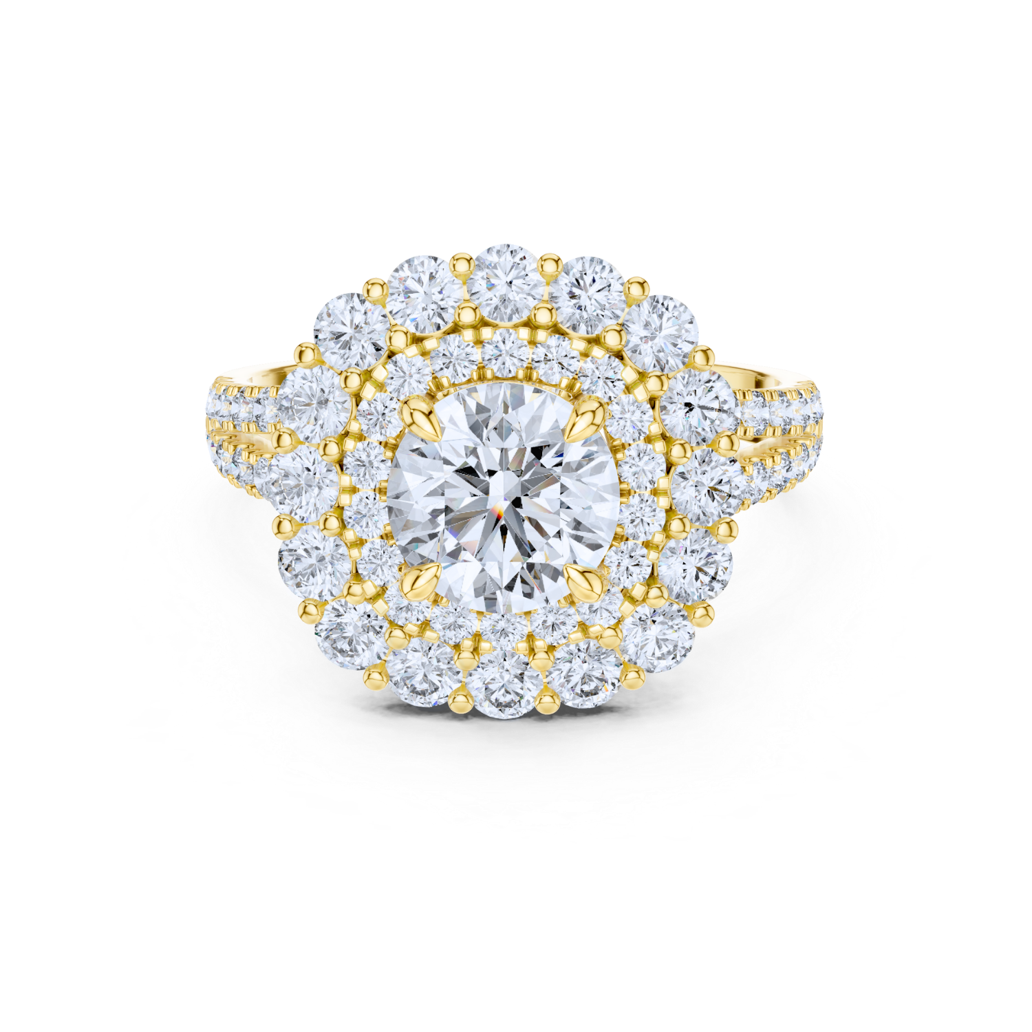 Radiant Double Halo Diamond Ring