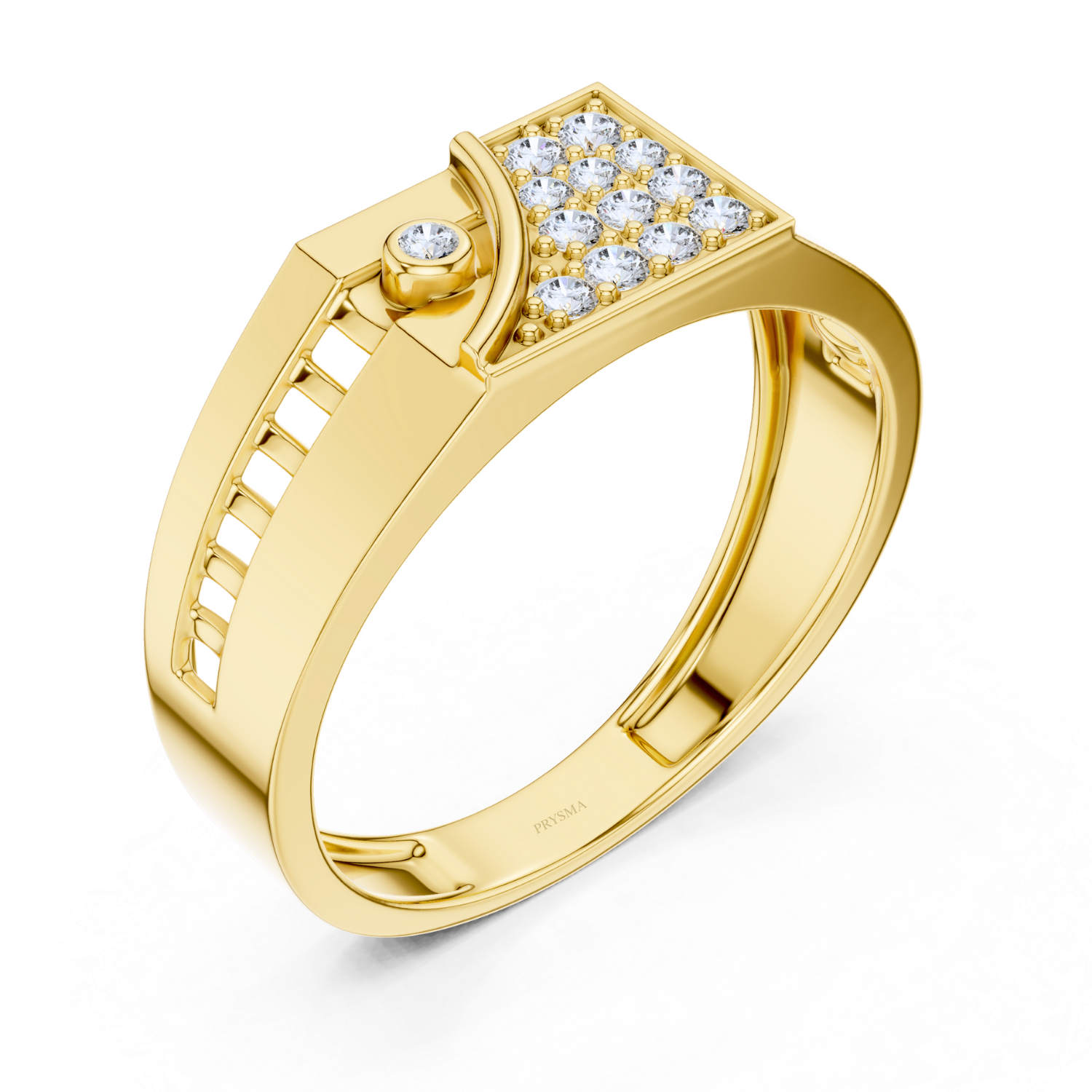 Architectural Diamond Grid Ring