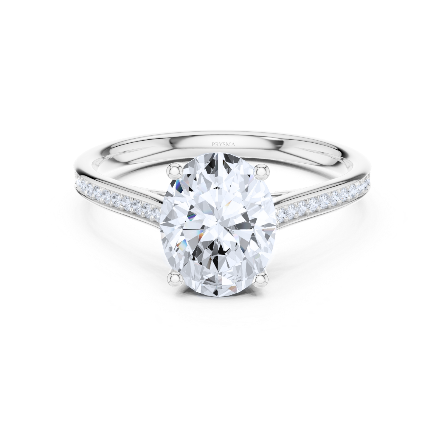 Elegant Oval Solitaire Diamond With Pave Band
