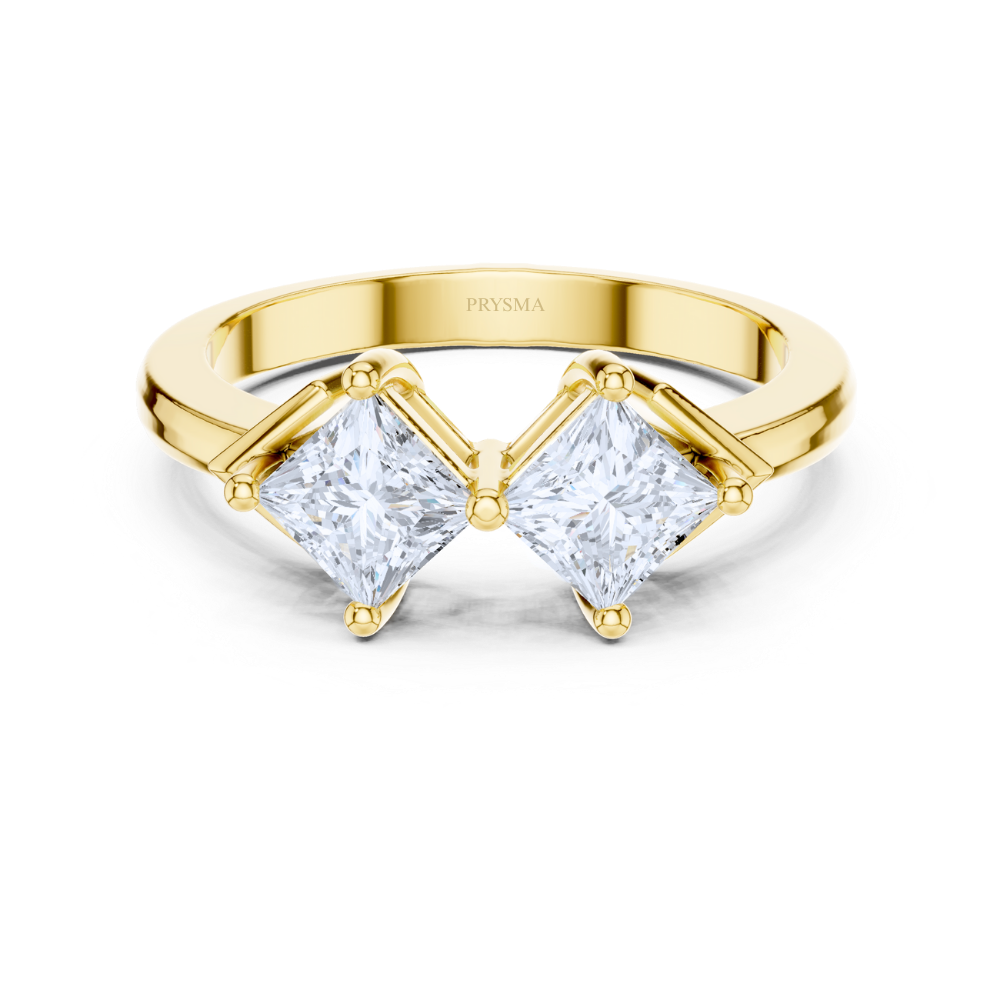 Twin Majesty Princess-Cut Diamond Ring
