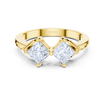 Twin Majesty Princess-Cut Diamond Ring