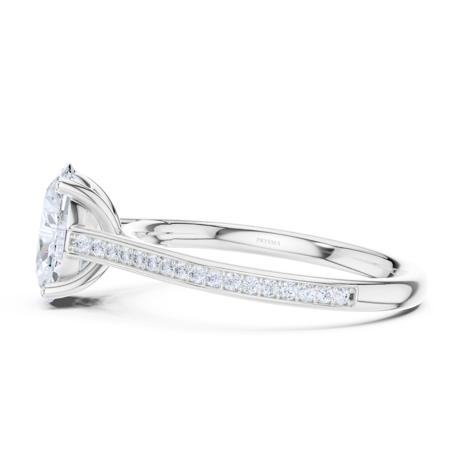 Elegant Oval Solitaire Diamond With Pave Band