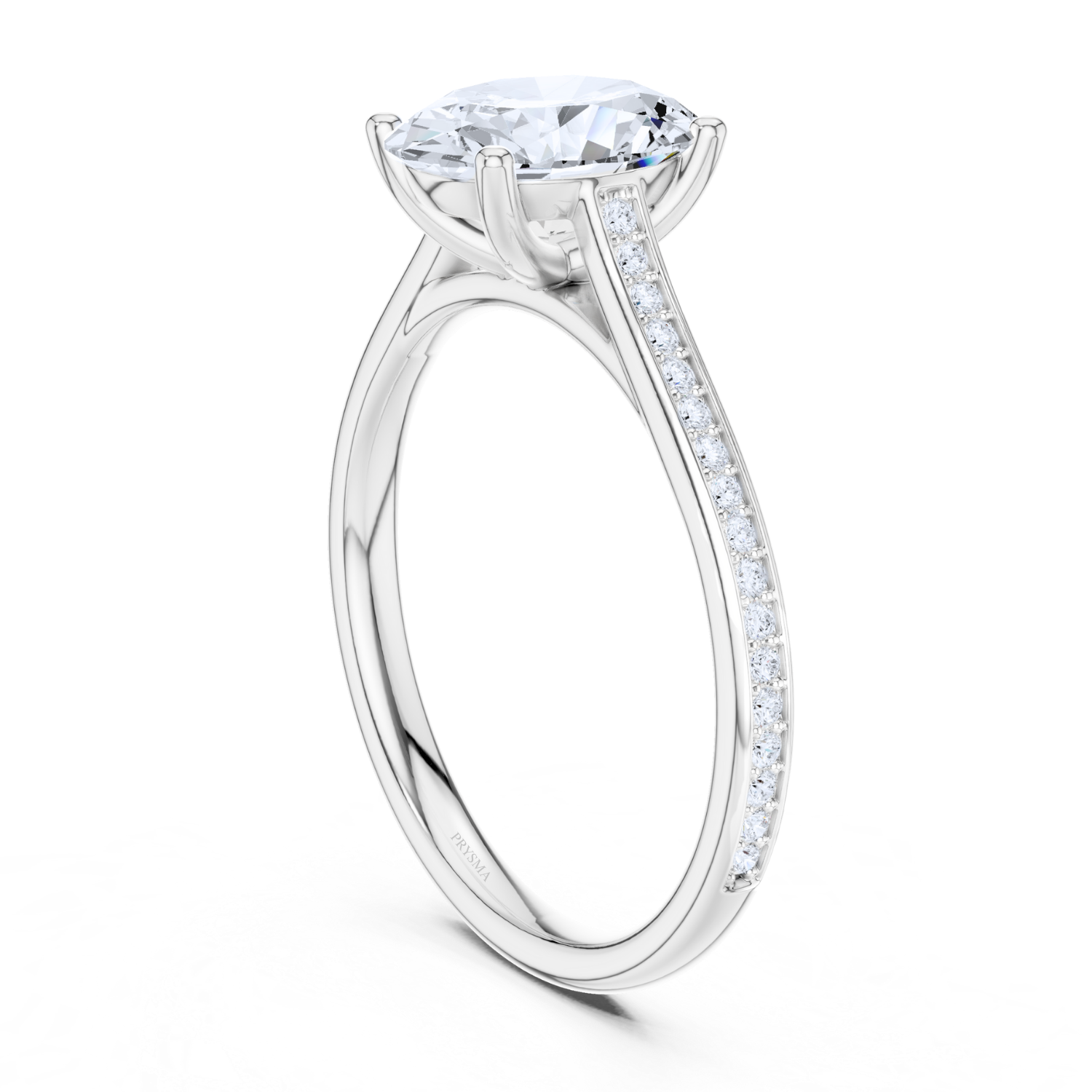 Elegant Oval Solitaire Diamond With Pave Band