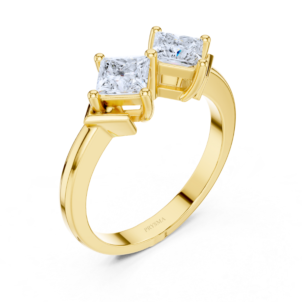Twin Majesty Princess-Cut Diamond Ring