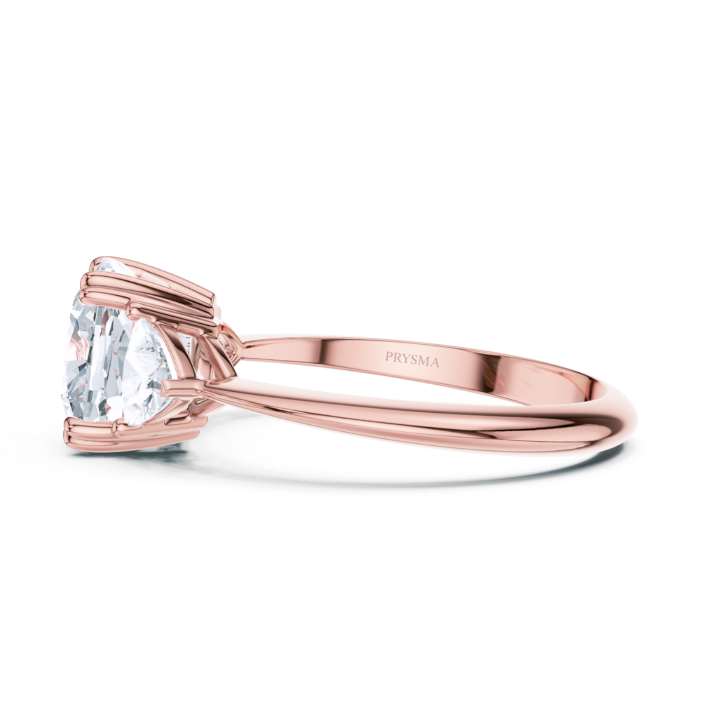 Radiance Cushion Three-Stone Ring