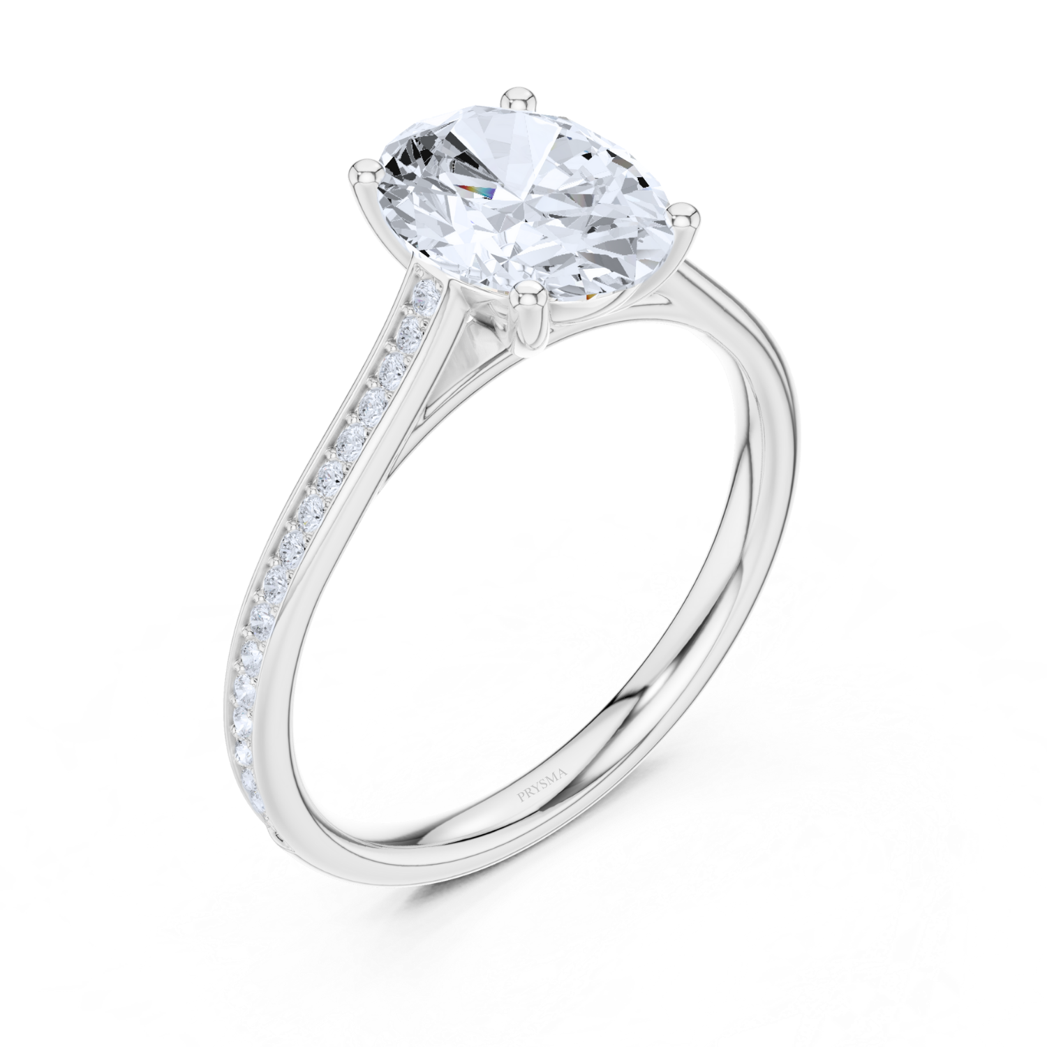 Elegant Oval Solitaire Diamond With Pave Band