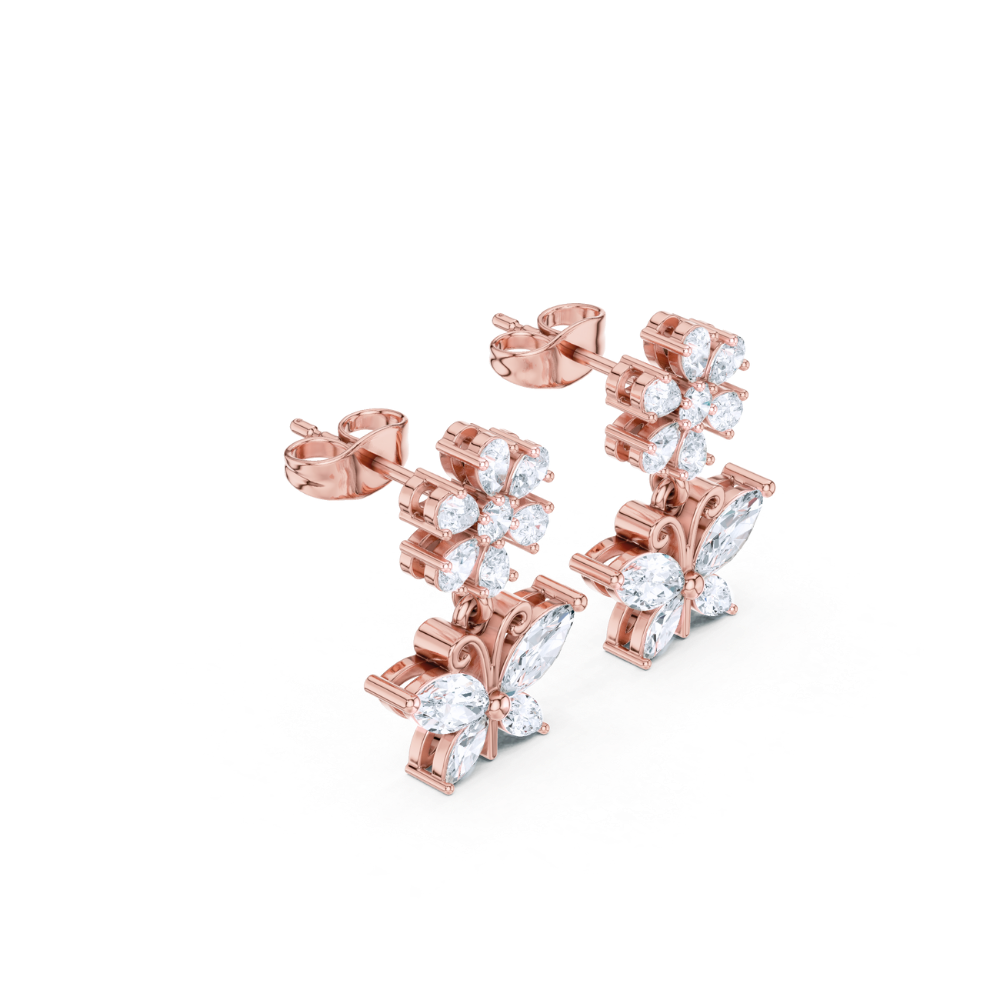 Blossom & Butterfly Diamond Drop Earrings