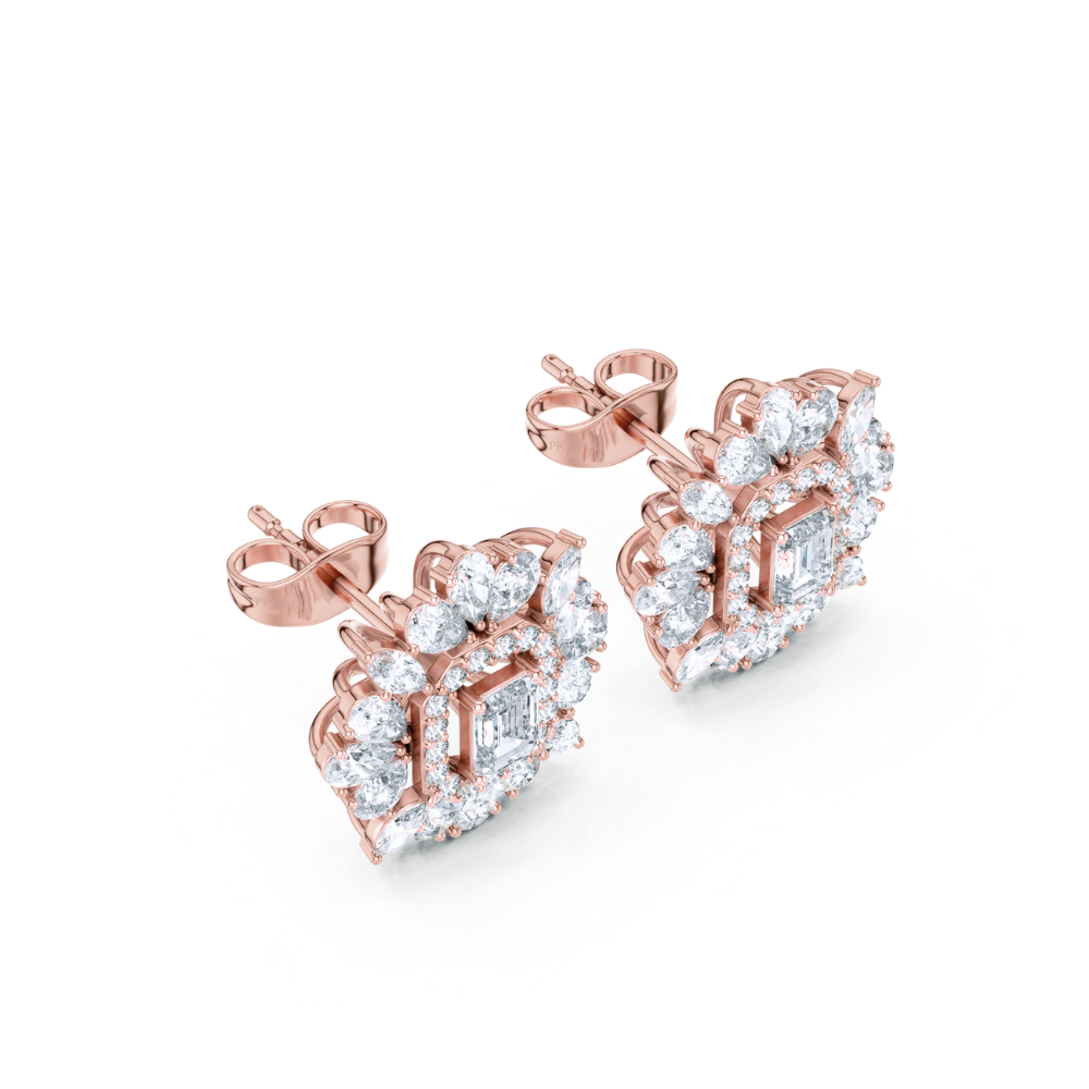 Regal Bloom Emerald Diamond Studs