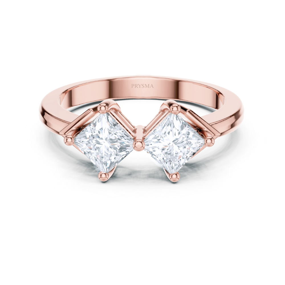 Twin Majesty Princess-Cut Diamond Ring
