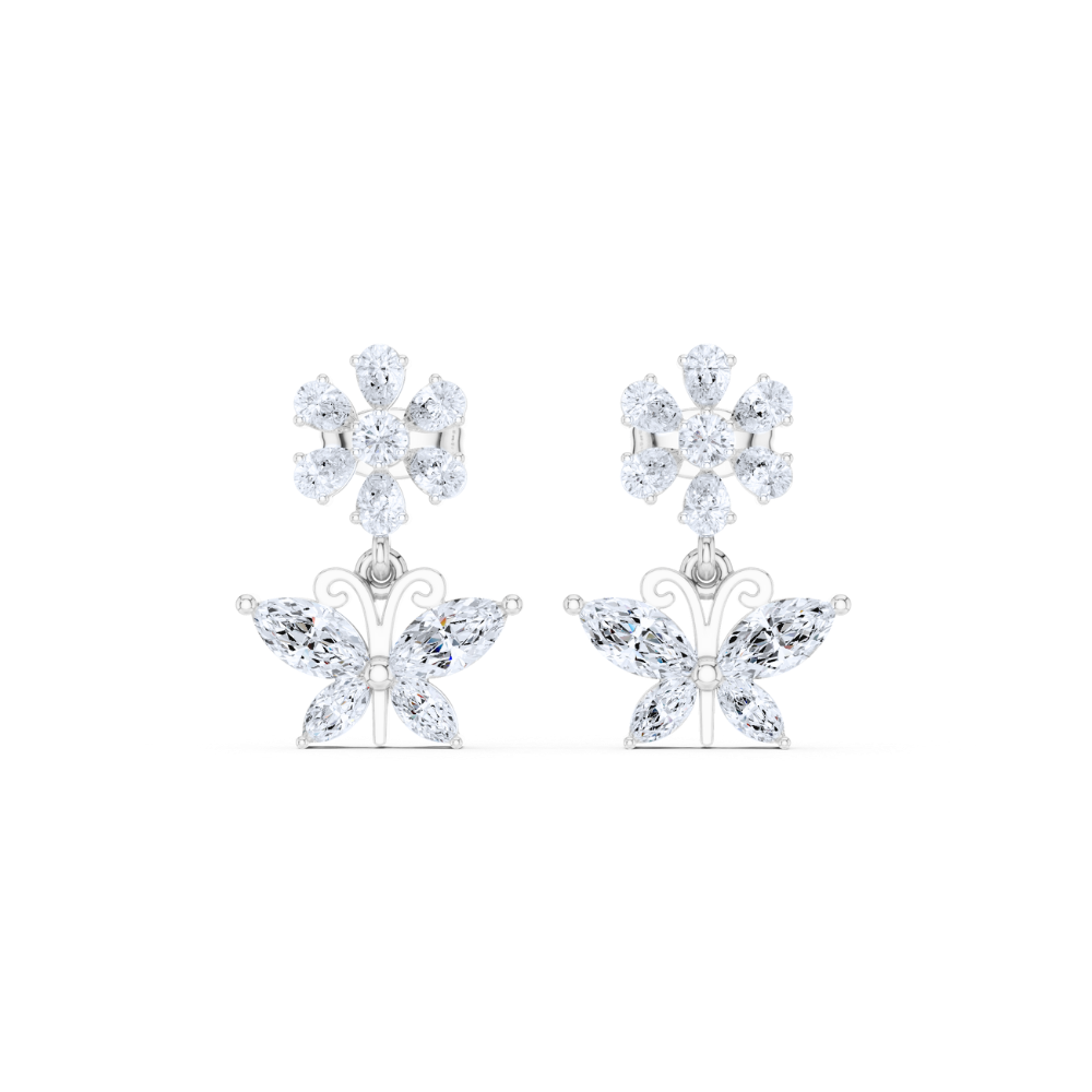 Blossom & Butterfly Diamond Drop Earrings