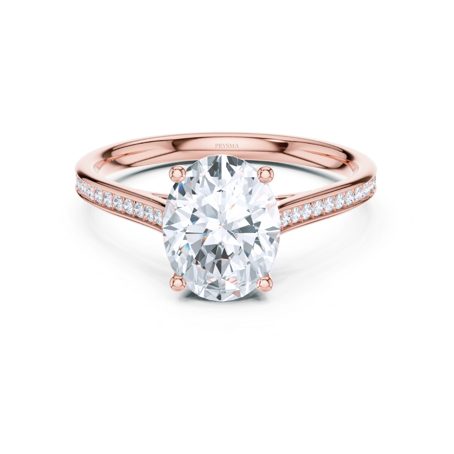 Elegant Oval Solitaire Diamond With Pave Band