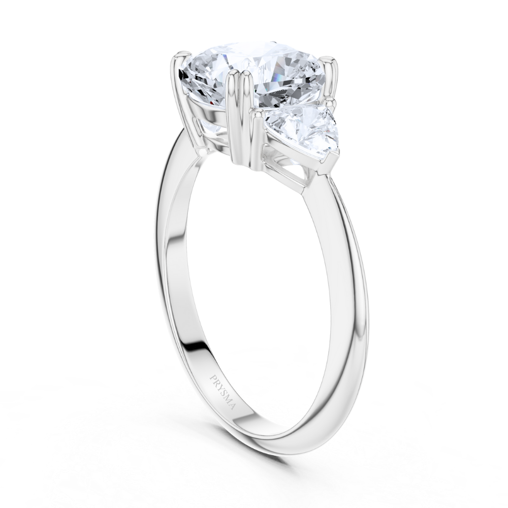 Radiance Cushion Three-Stone Ring