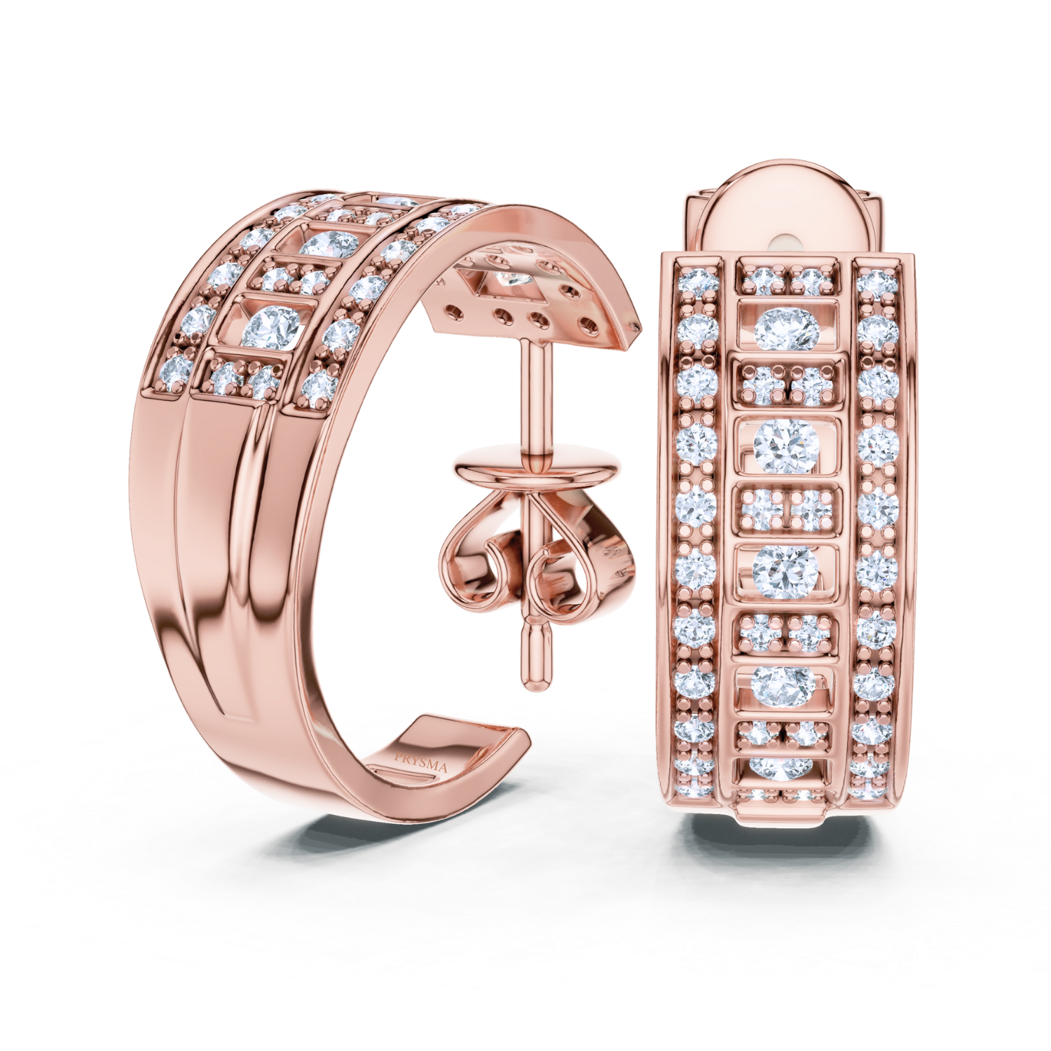 Multi-Row Diamond Hoop Earrings