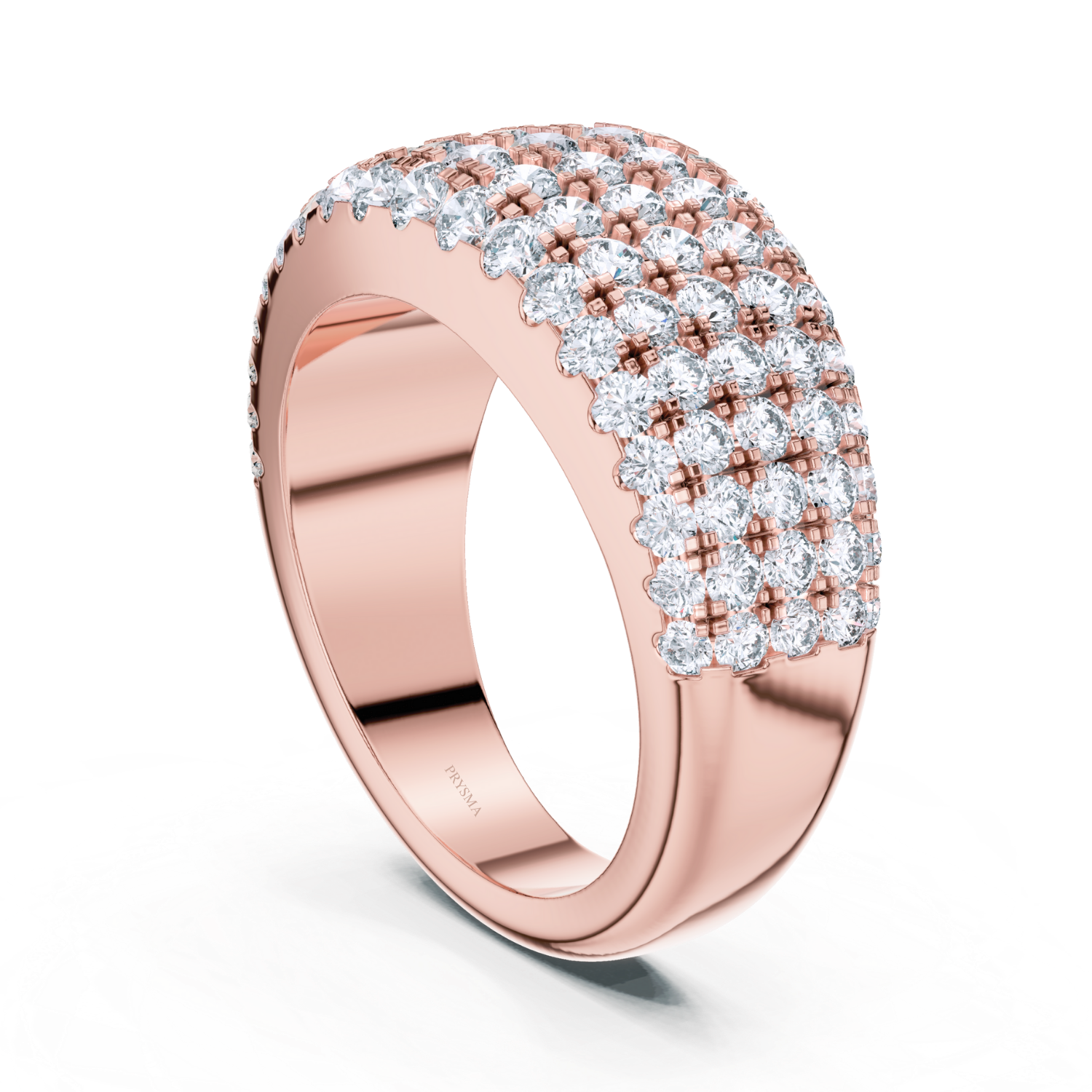 Five-Row Pave Diamond Dome Ring