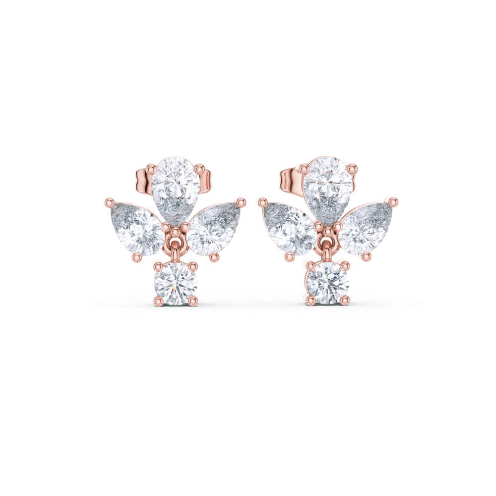 Radiant Bloom Pear Diamond Stud Earrings