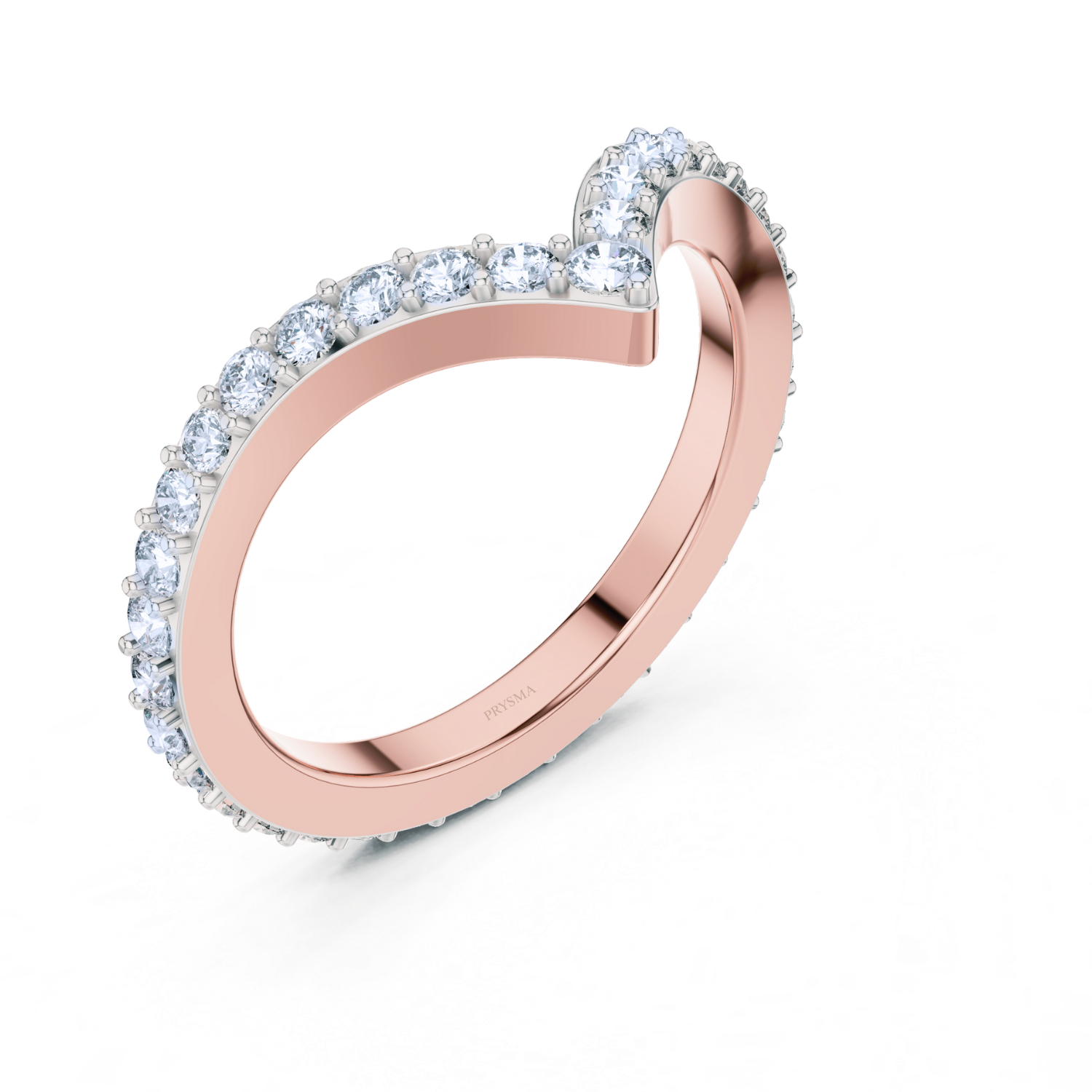 Diamond V-Curve Chevron Ring