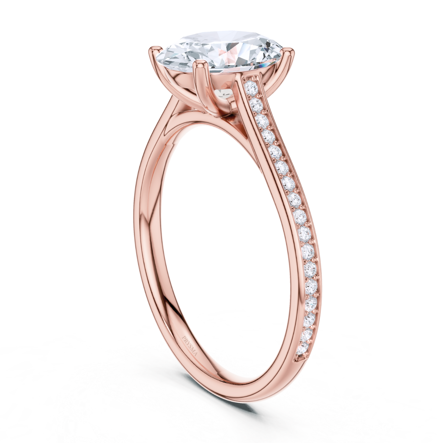 Elegant Oval Solitaire Diamond With Pave Band