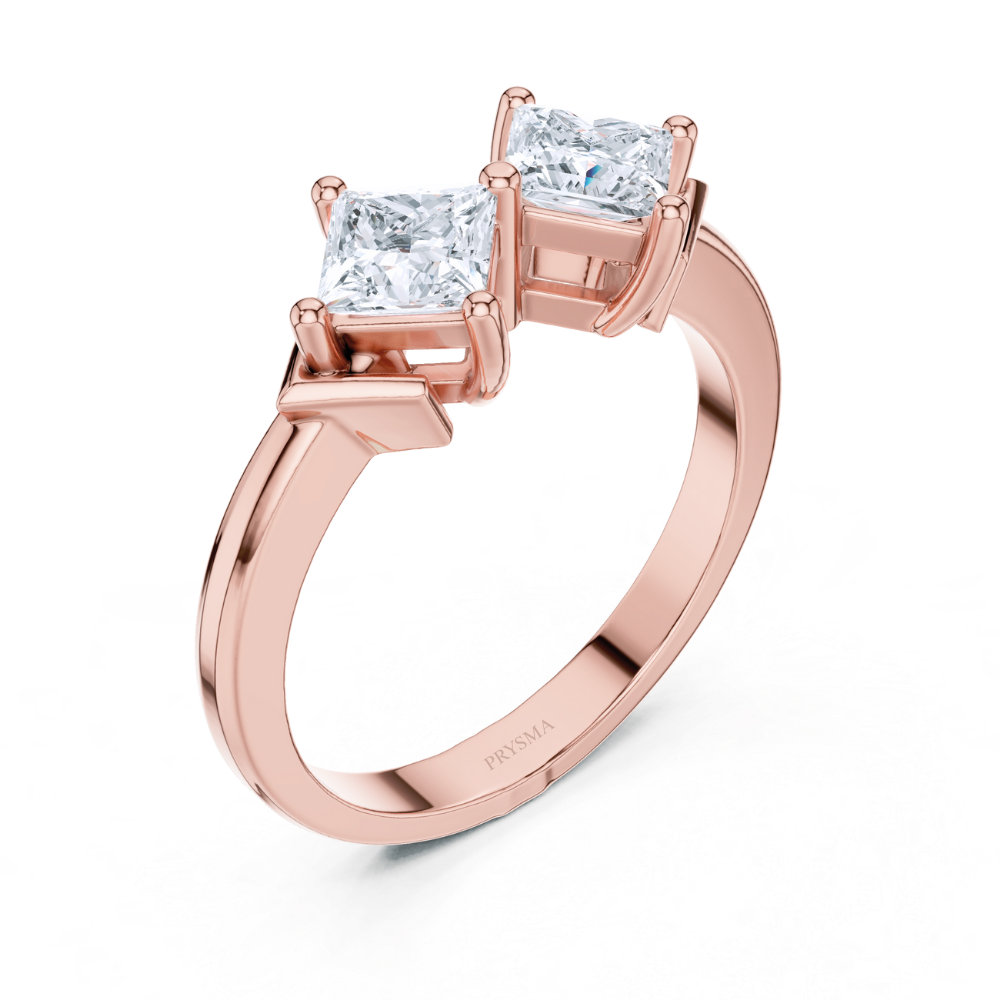 Twin Majesty Princess-Cut Diamond Ring