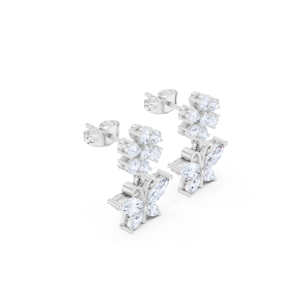 Blossom & Butterfly Diamond Drop Earrings