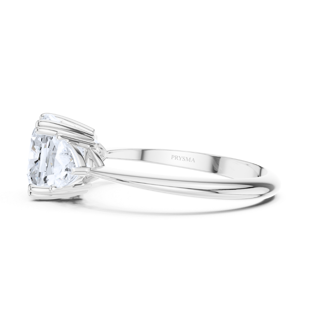 Radiance Cushion Three-Stone Ring