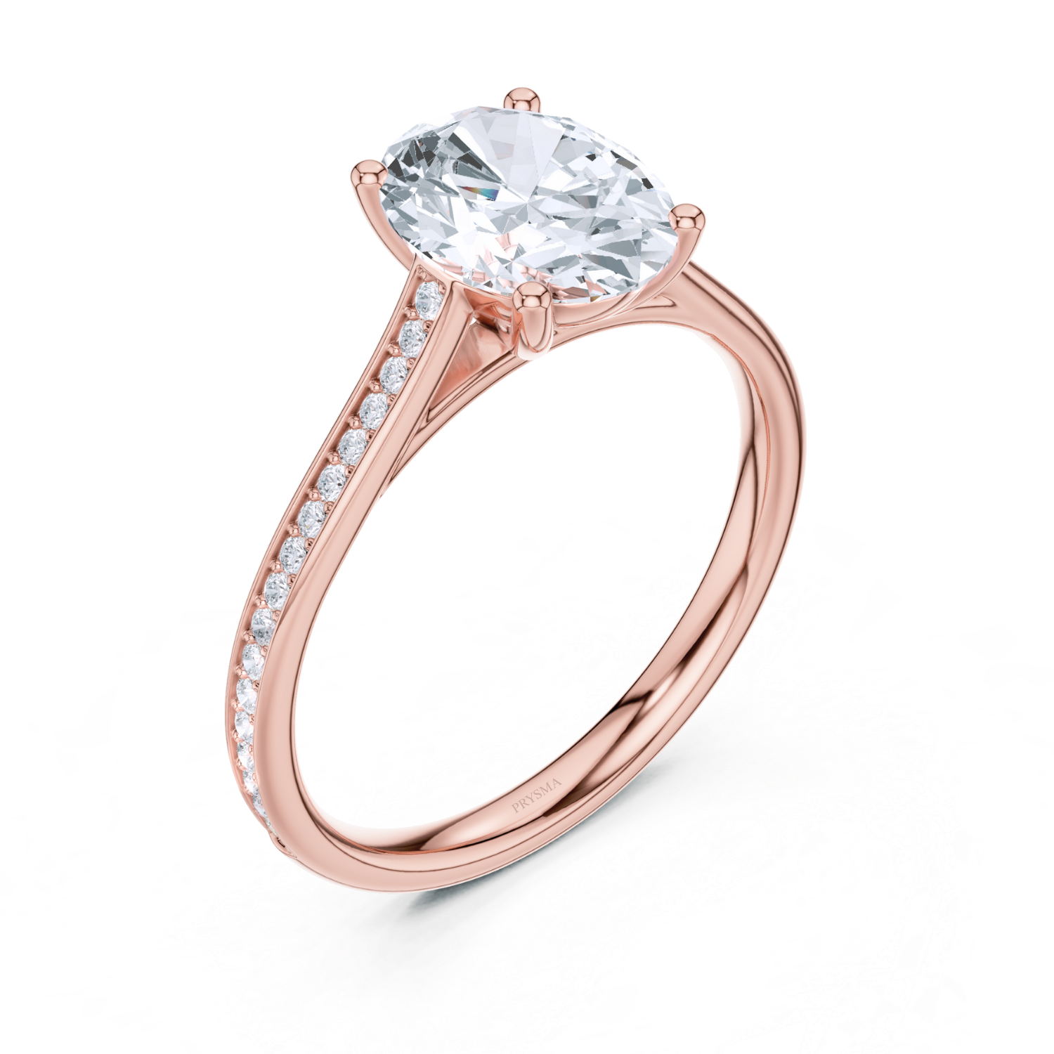 Elegant Oval Solitaire Diamond With Pave Band
