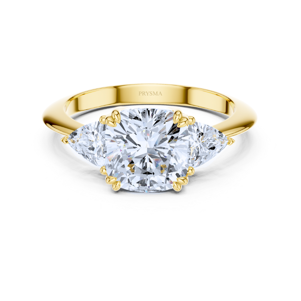 Radiance Cushion Three-Stone Ring