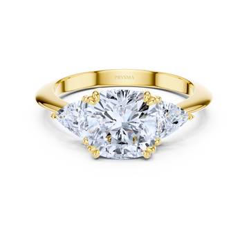 Radiance Cushion Three-Stone Ring