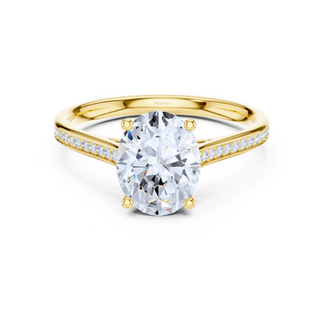 Elegant Oval Solitaire Diamond With Pave Band