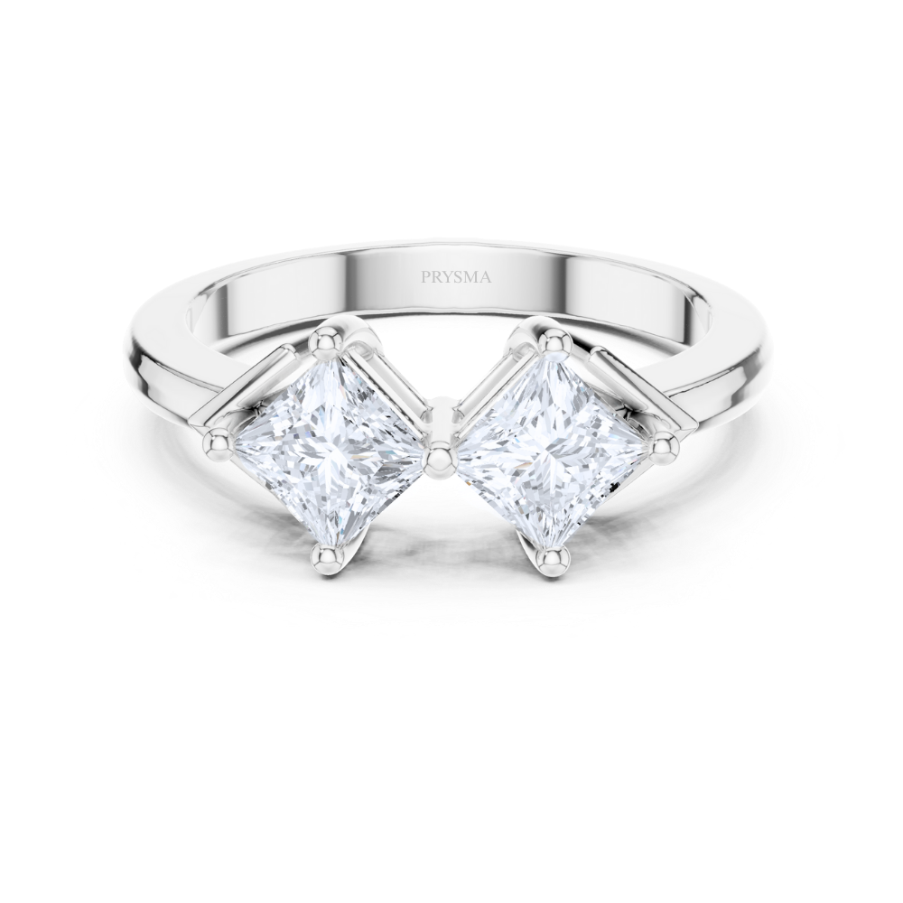 Twin Majesty Princess-Cut Diamond Ring