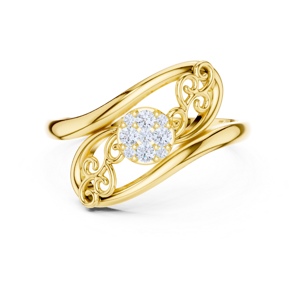 Regal Swirl Cluster Ring