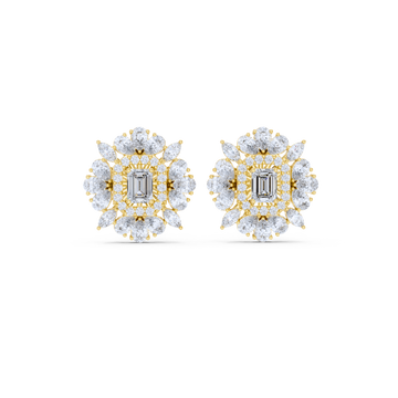 Regal Bloom Emerald Diamond Studs