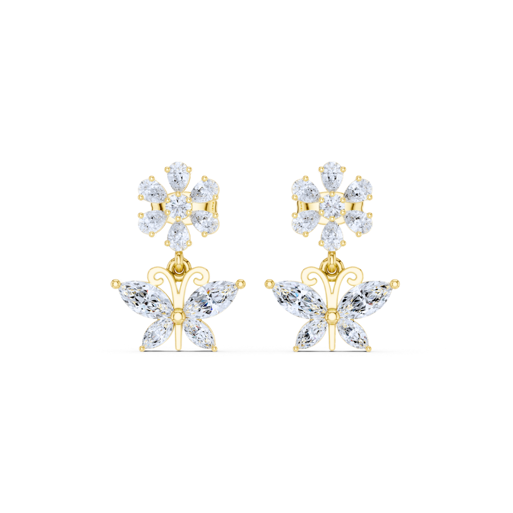 Blossom & Butterfly Diamond Drop Earrings