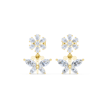 Blossom & Butterfly Diamond Drop Earrings