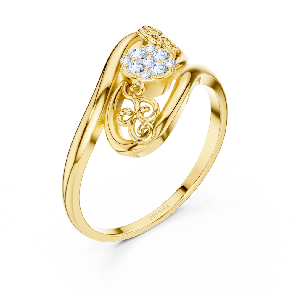 Regal Swirl Cluster Ring