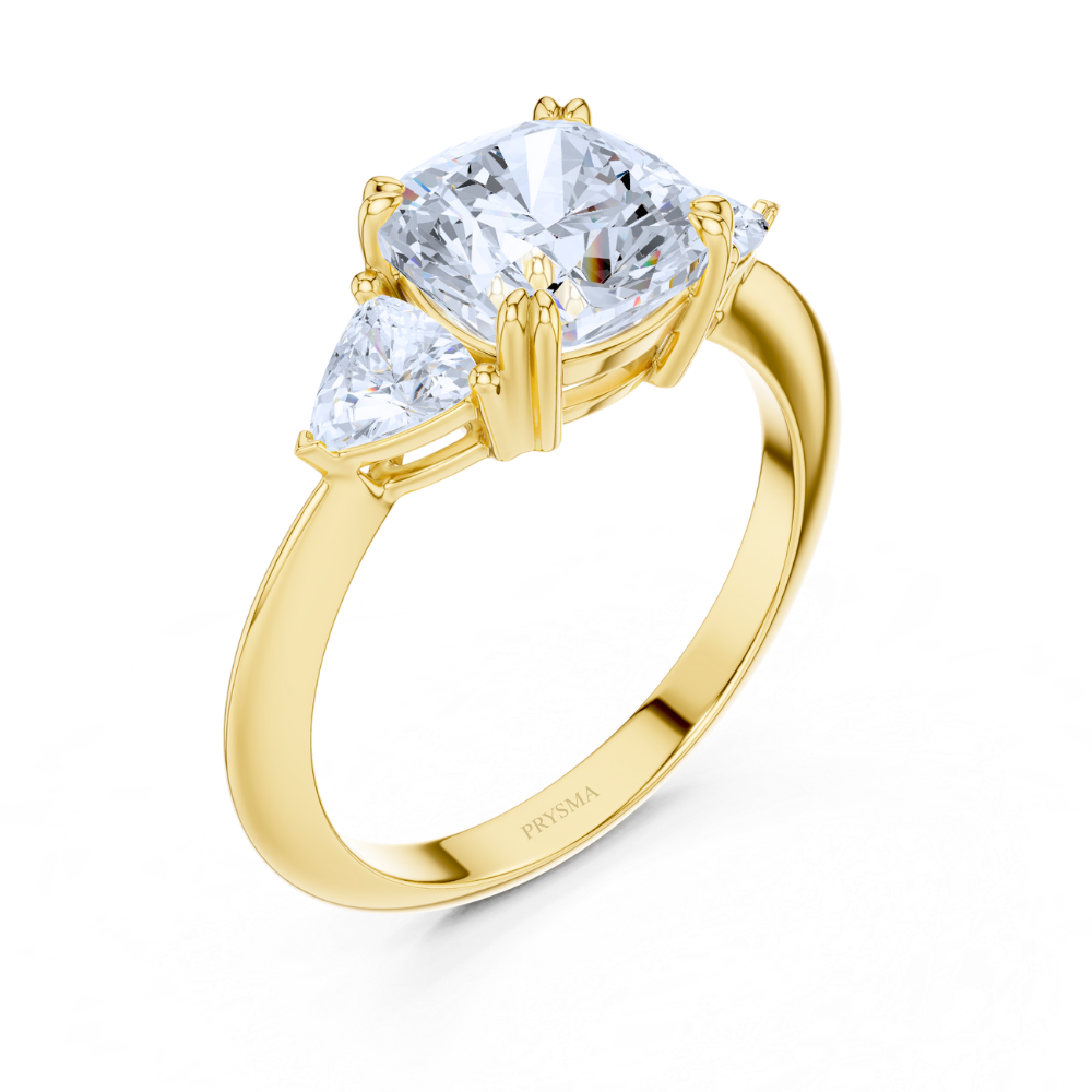Radiance Cushion Three-Stone Ring