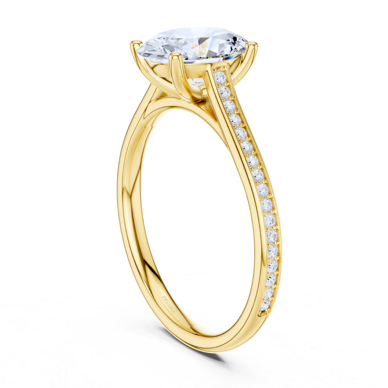 Elegant Oval Solitaire Diamond With Pave Band