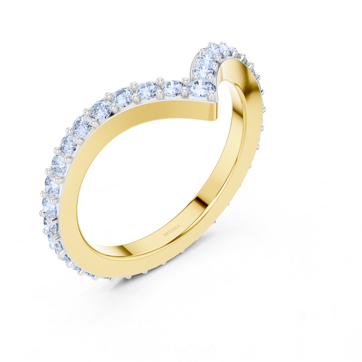 Diamond V-Curve Chevron Ring