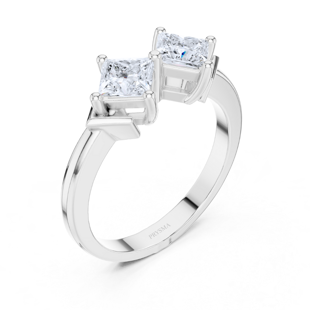 Twin Majesty Princess-Cut Diamond Ring