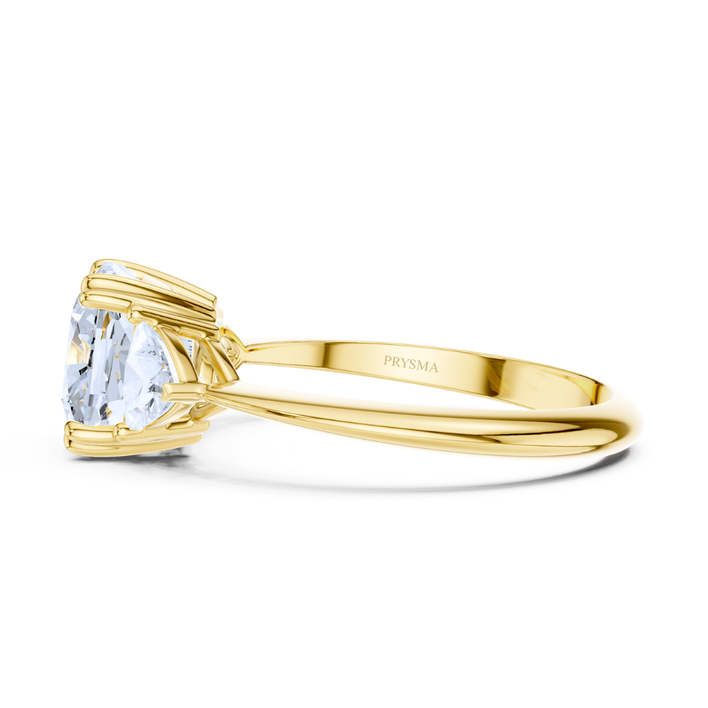 Radiance Cushion Three-Stone Ring